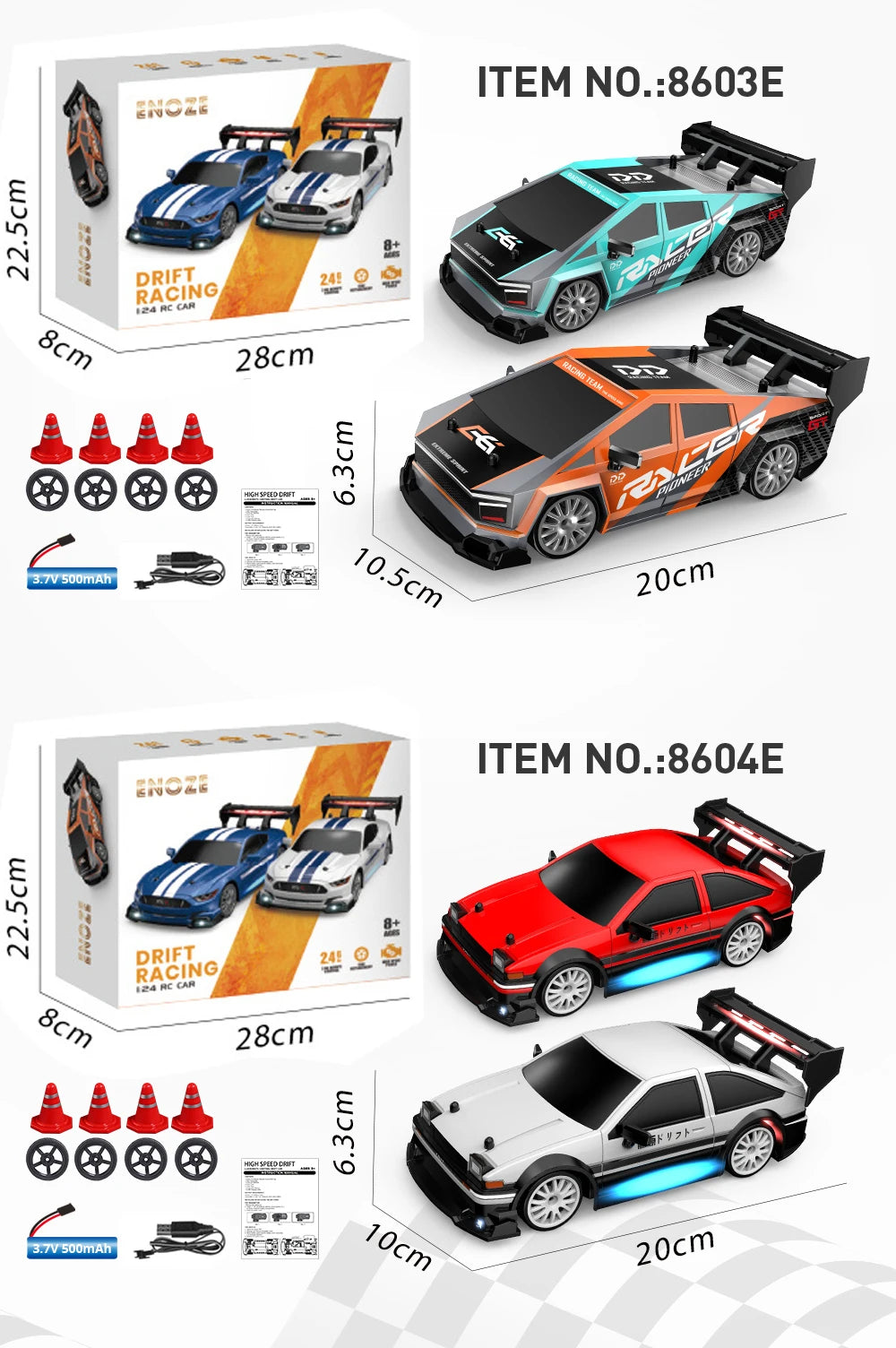 1:24 Scale 4WD RC Drift Car – 20KM/H High Speed LED Racing Vehicle