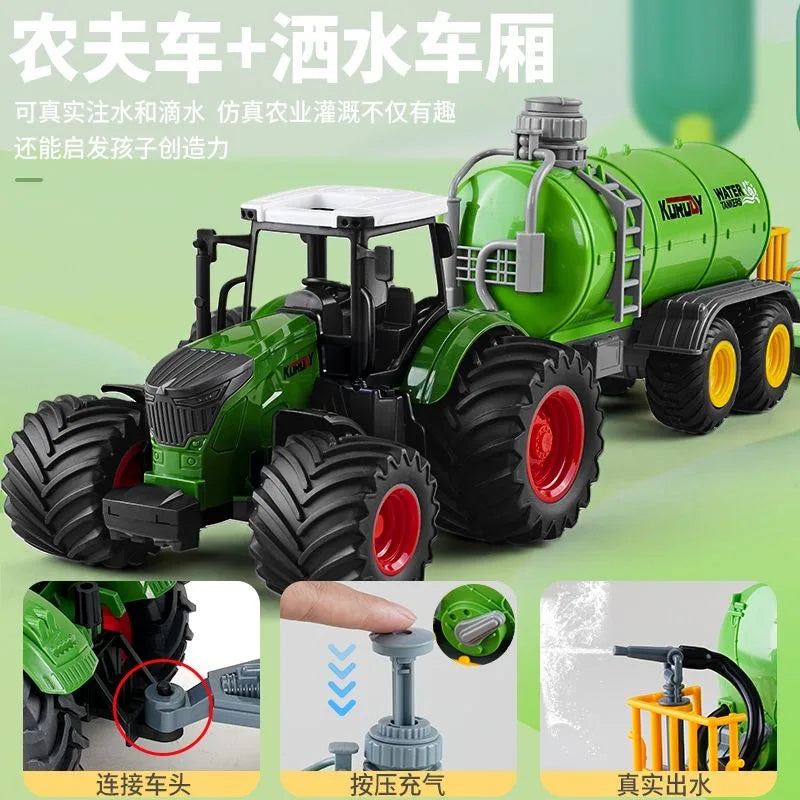 Farm Tractor Toy with Trailer & Accessories – Simulation Farmer Vehicle Set for Kids