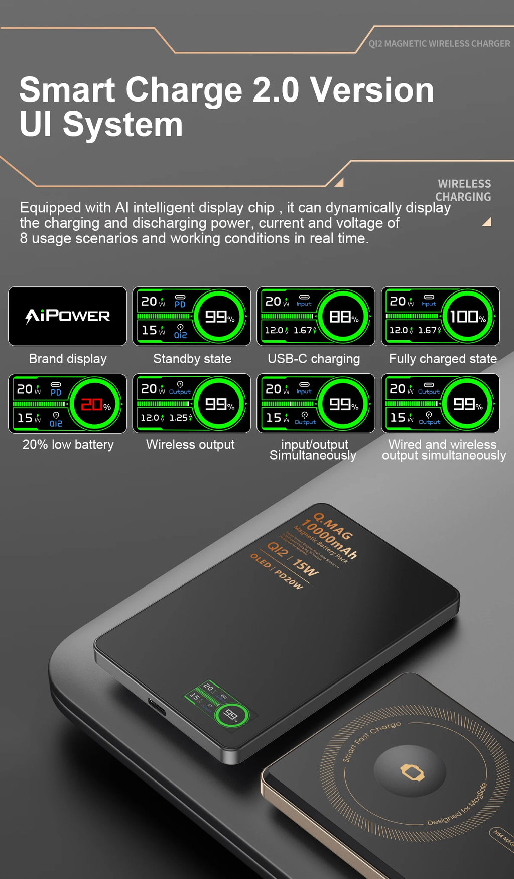 Qi2 Magnetic Power Bank — 15W MagSafe Fast Wireless Charging for iPhone