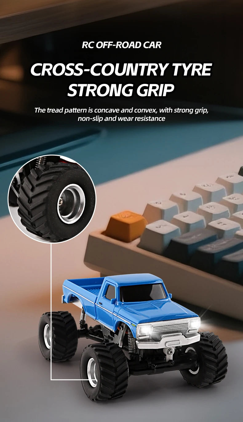 1:36 4WD Mini RC Off-Road Crawler Car with LED Lights – Remote Control Toy for Kids & Adults