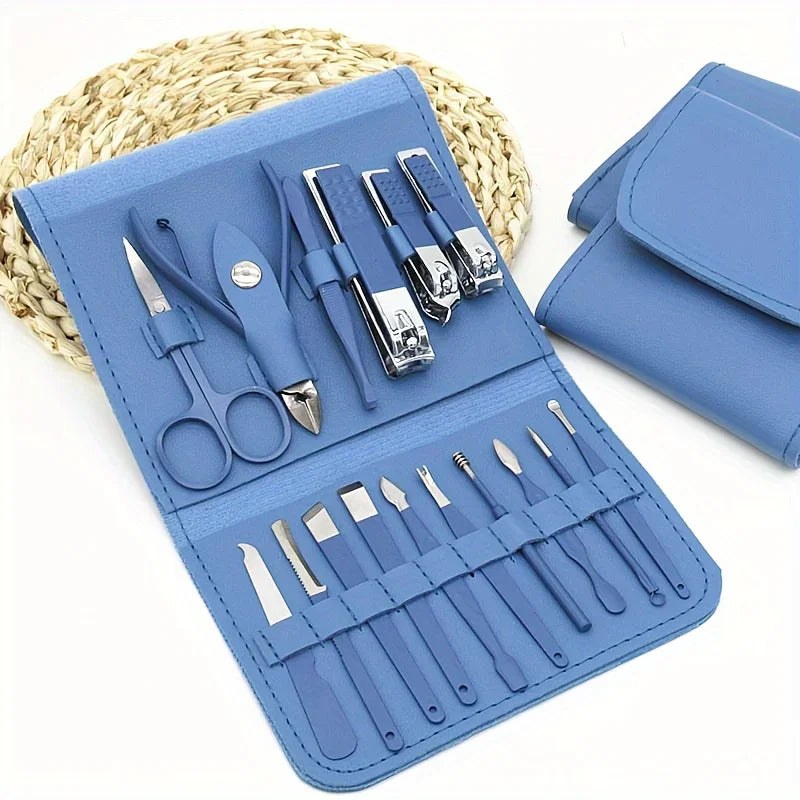16-Piece Professional Nail Clippers & Cuticle Nippers Set – Manicure & Pedicure Kit with Travel Case
