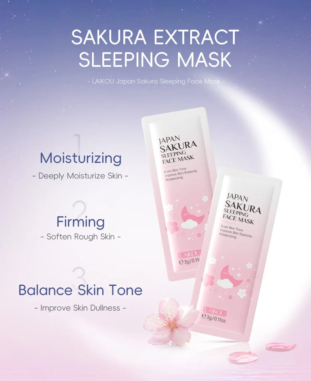 LAIKOU 7-Piece Sleeping Face Mask Set — Snail & Matcha