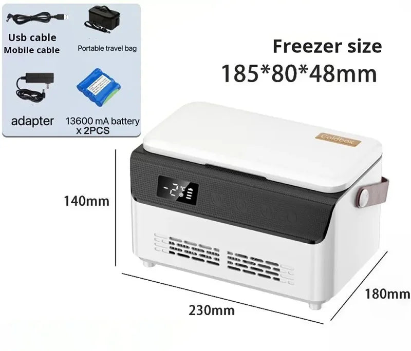 Insulin Cooler Mini Medical Fridge — 13600mAH×2 Portable Refrigerator with Smart Temperature Control & LCD Display for Travel
