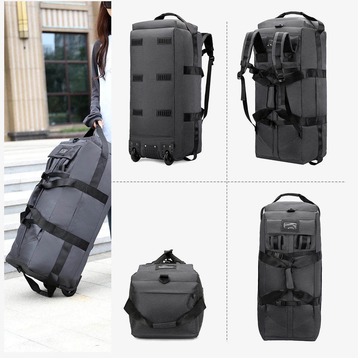 Large-Capacity Wheeled Travel Duffel Bag – Unisex Outdoor Luggage