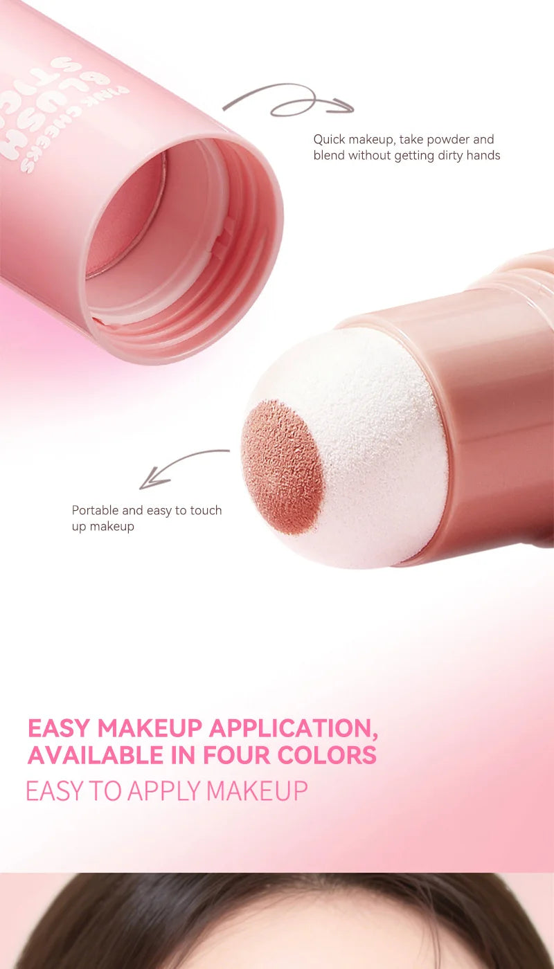 Korean Pink Two-Ball Blush Sponge Applicator — Instant Glow