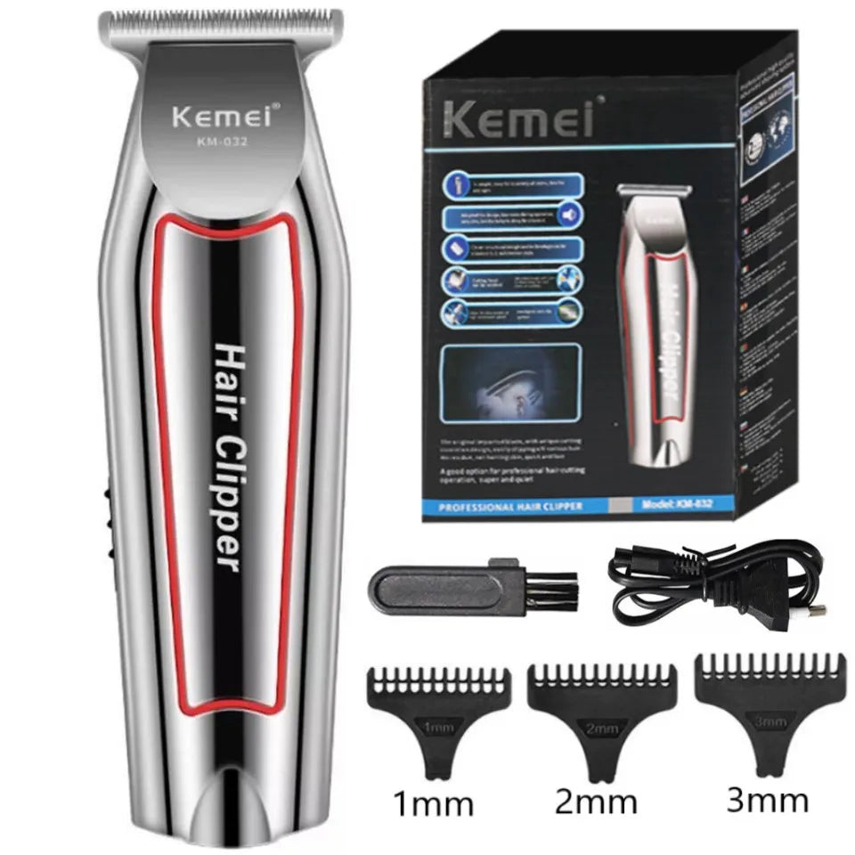 Kemei KM-032 Professional Hair Clipper & Beard Trimmer – Floating Head, Washable, USB Rechargeable