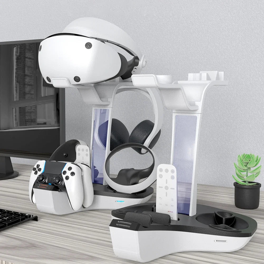 PS5 & PSVR2 Charging Dock – Controller Charger Station with LED Indicator & Headset Stand