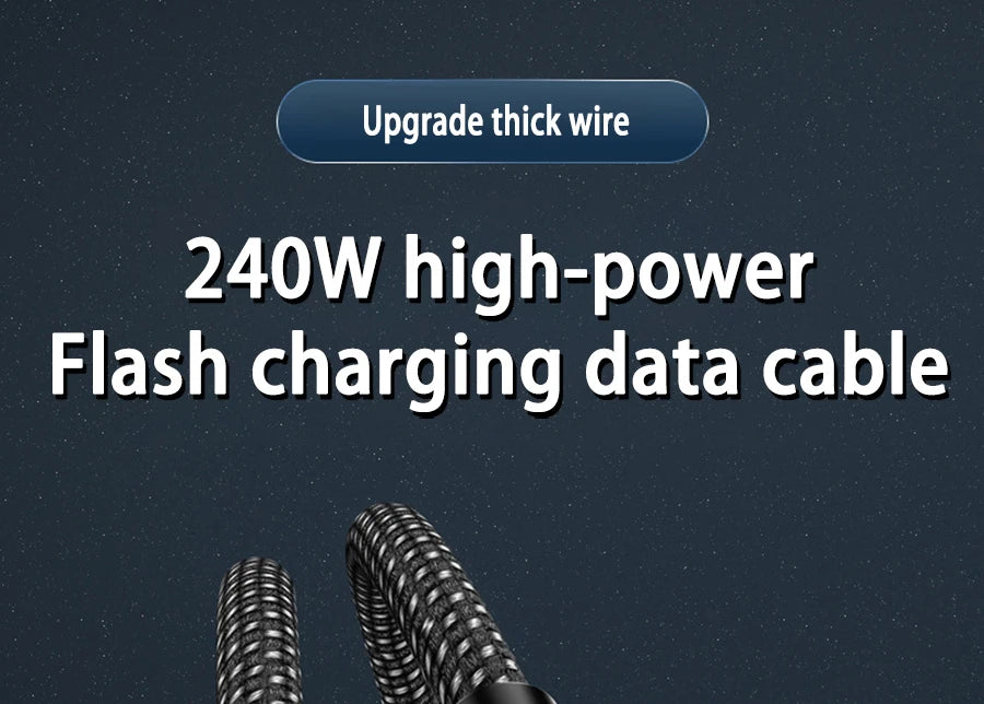 USB-C Ultra Fast Charge Cable with E-Marker Chip – PD 240W/100W/60W, 1m to 2m, 3 Colors