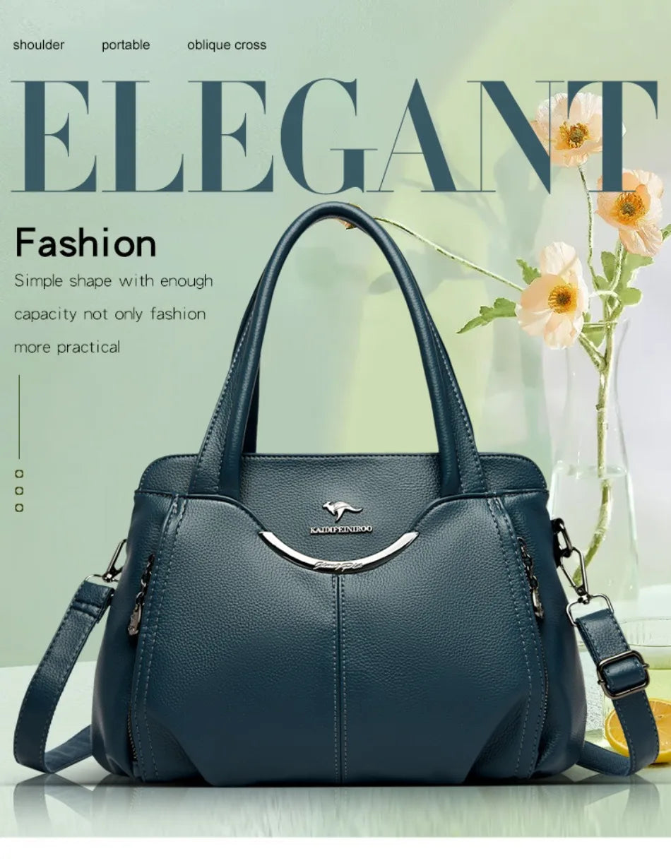 Genuine Leather Luxury Tote Crossbody Shoulder Bag – Large Casual Handbag for Women