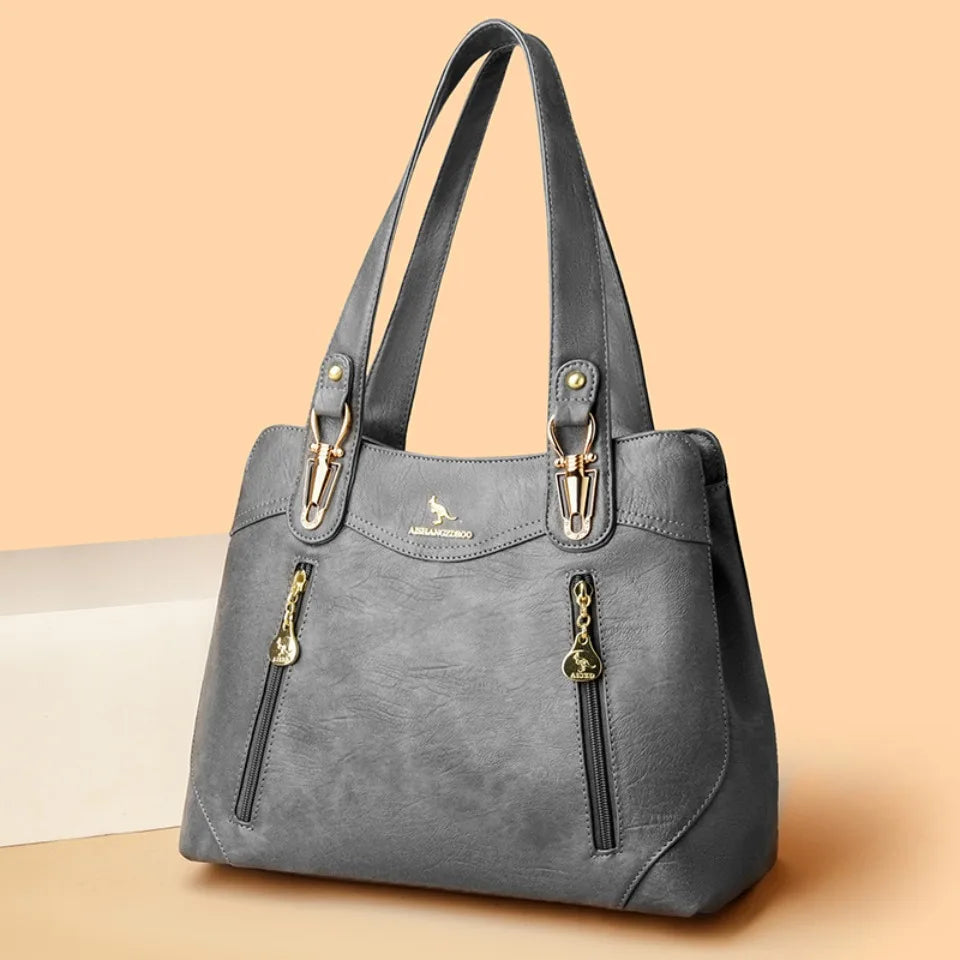 VANDERWAH Bark Pattern Microfiber Leather A4 Tote Bag – Luxury Designer Shoulder Handbag for Women