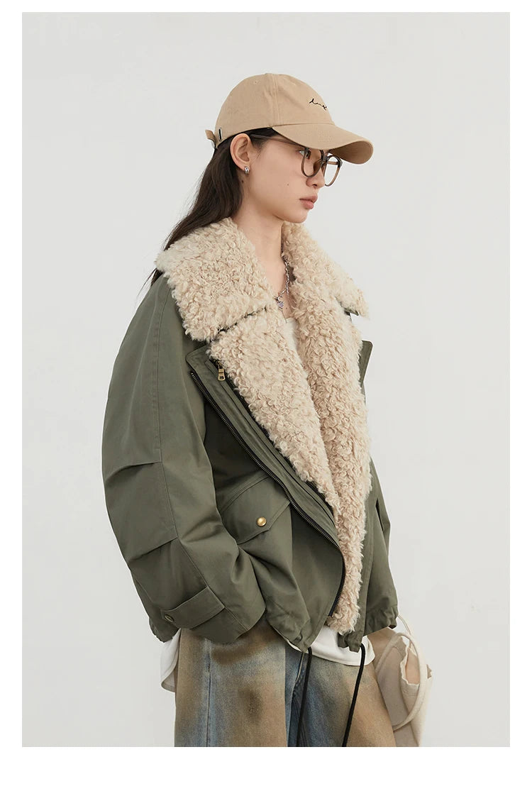 Women's Retro Motorcycle Cotton Overcoat – Loose Thick Streetwear Jacket