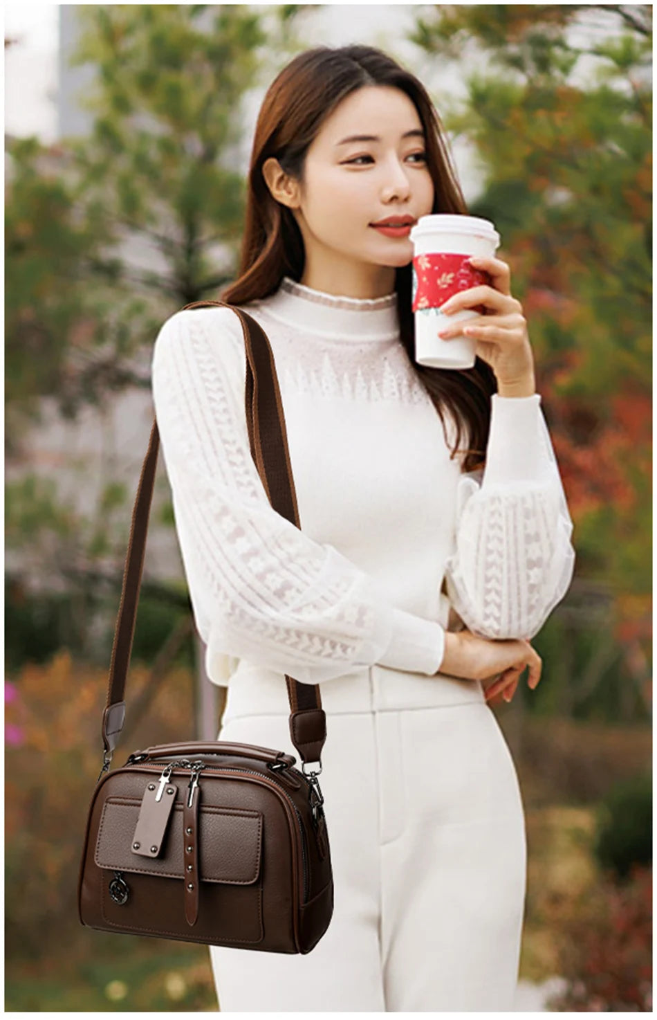 3-Layer Soft PU Leather Crossbody Shoulder Tote – Large Capacity Designer Messenger Bag for Women
