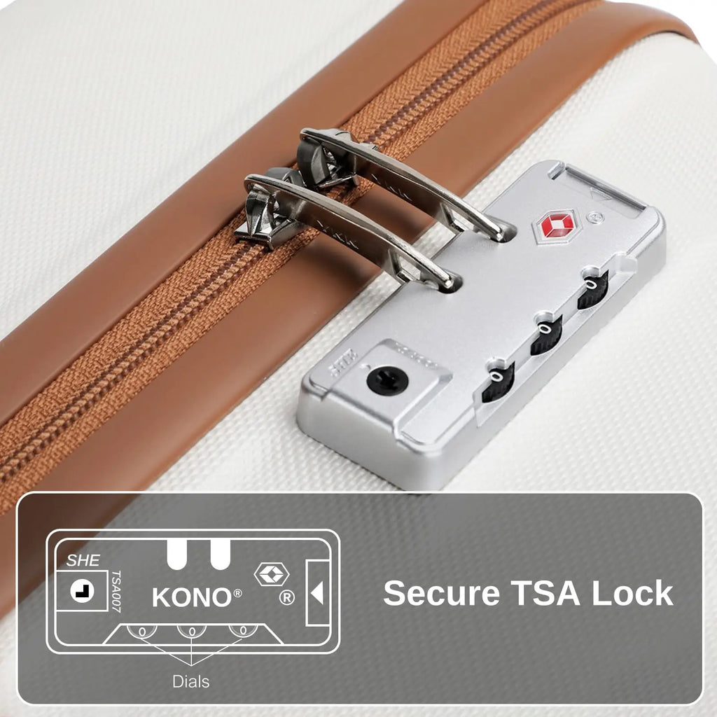 Kono ABS Luggage Set – TSA Lock & Spinner Wheels