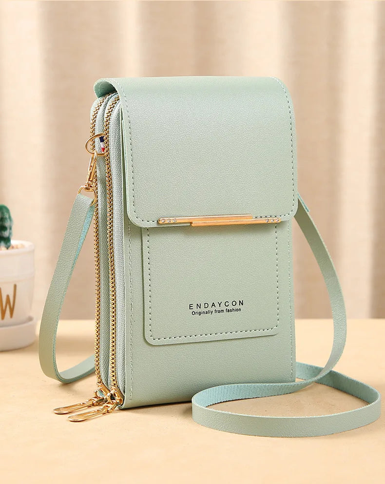 Women Crossbody Shoulder Bags Wallets Touch Screen Cell Phone Purse Soft Leather Strap Handbag for Female Luxury Messenger Bags