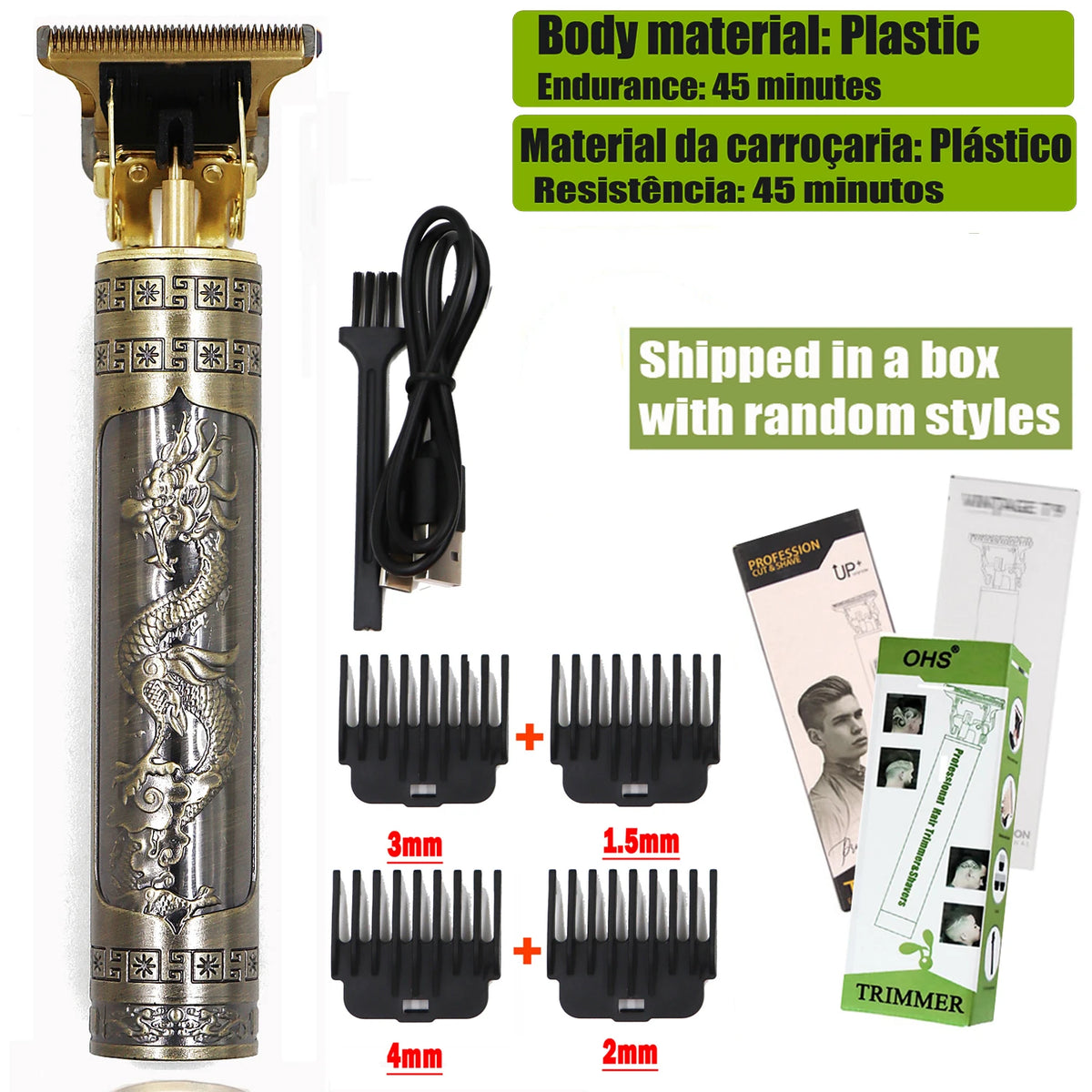 OHS Dragon Vintage T9 Professional Hair Clipper – Carving & Beard Trimmer, CE Certified