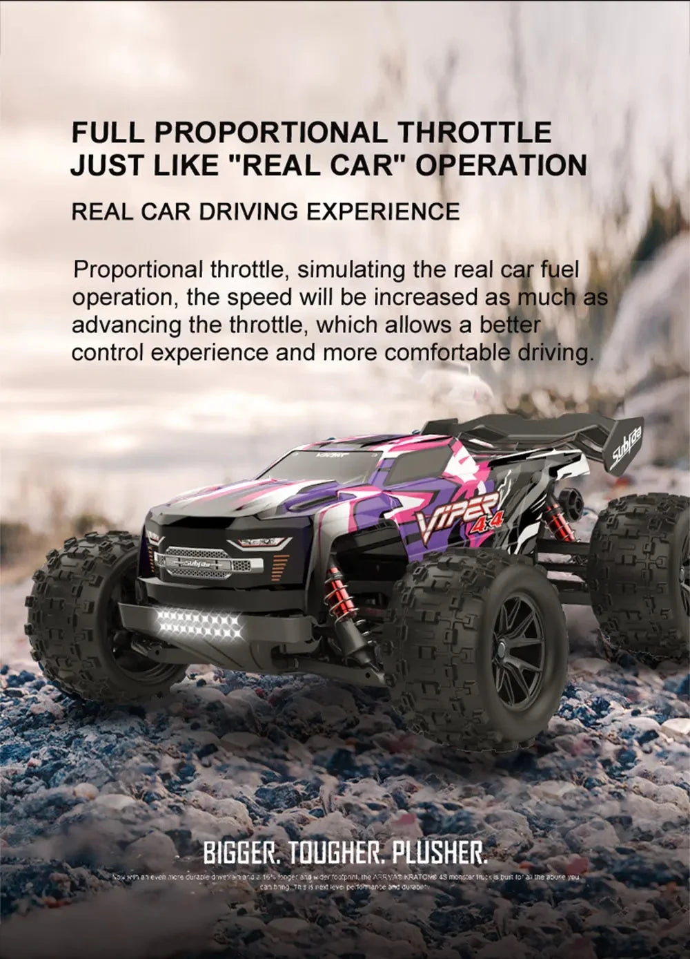 50KM/H 1:16 Scale 4WD RC Car with LED Lights – High Speed Off-Road Buggy Truck