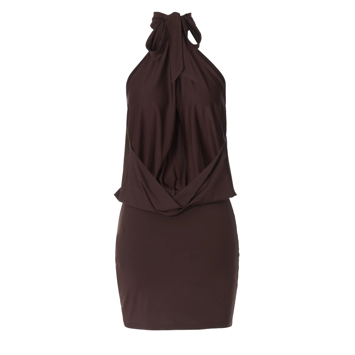 Hugcitar Halter Backless Bandage Ruched Mini Dress – Sexy Slim Bodycon Party & Club Dress