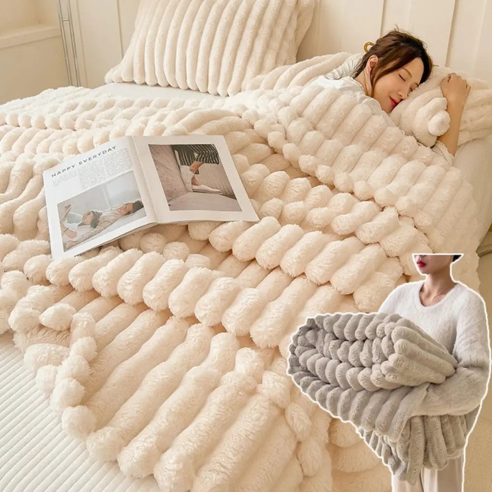 Double-Sided Jacquard Throw Blanket – Warm & Breathable Cotton-Bamboo Blend, 6 Colors