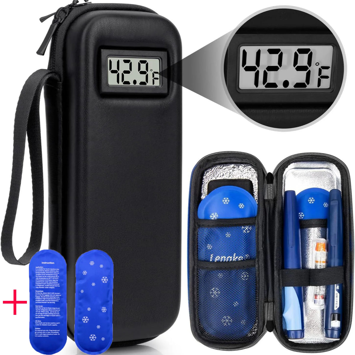 Insulin Cooler Travel Case with Thermometer Display – Waterproof Diabetic Medicine Organizer Bag