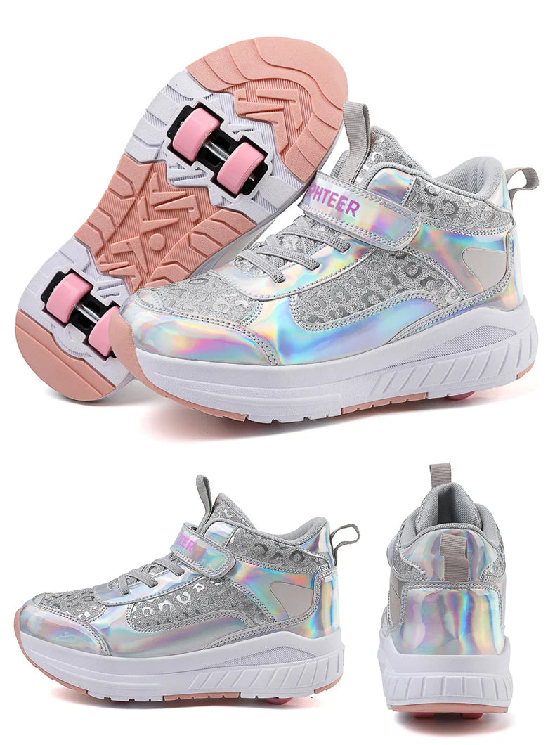 High-Top Children's Roller Skates for Girls – 4-Wheel Outdoor Wear-Resistant Sports Shoes
