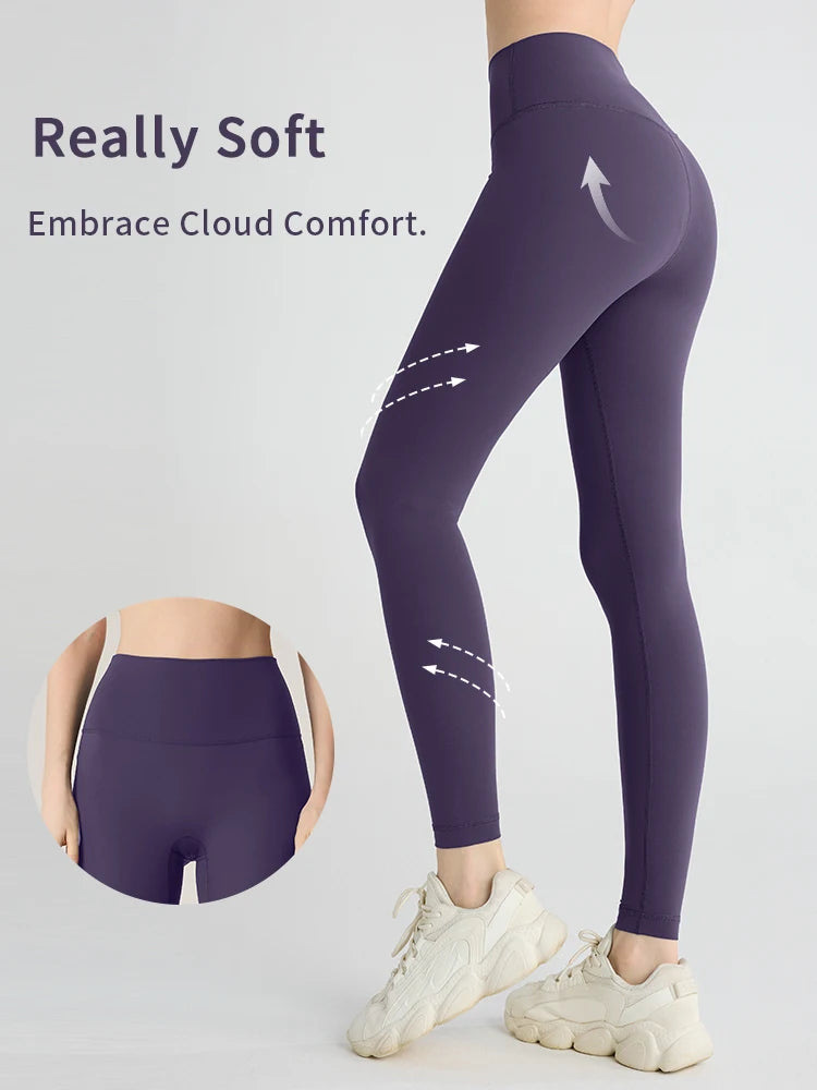 High-Waist Hip-Lifting Yoga Leggings — Breathable Nylon Fitness Running & Cycling Sports Pants, 19 Colors