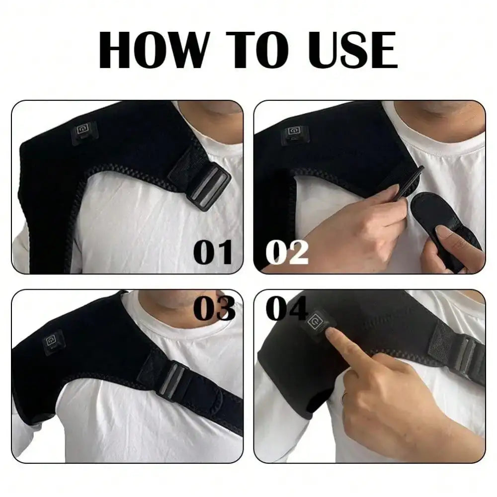 Electric Heating Shoulder Brace Wrap – Vibration Massage Support Belt for Arm & Shoulder Warmth