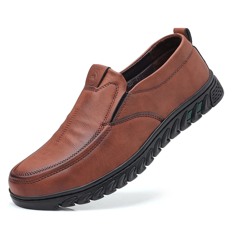 Men's Split Leather Slip-On Loafers