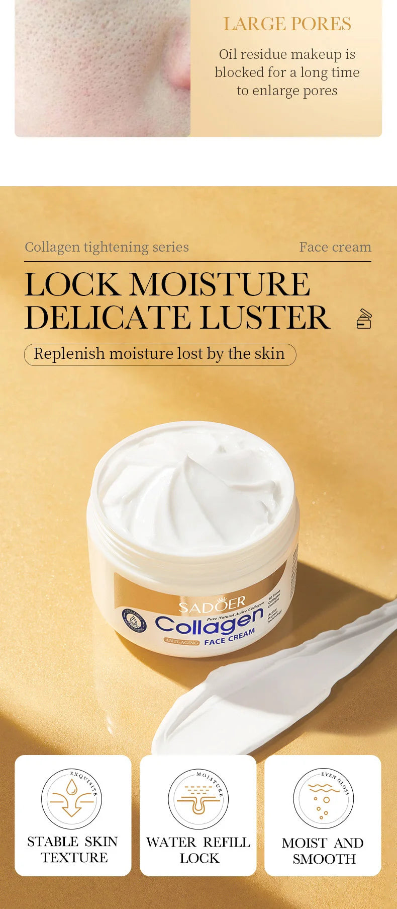 SADOER Collagen Firming Face Cream – Hydrating Moisturizer for Women