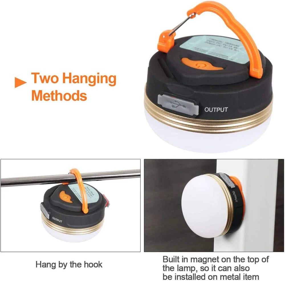 10W USB Rechargeable Camping Lantern – 1200mAh Portable Hanging Tent Light for Hiking & Outdoor Use
