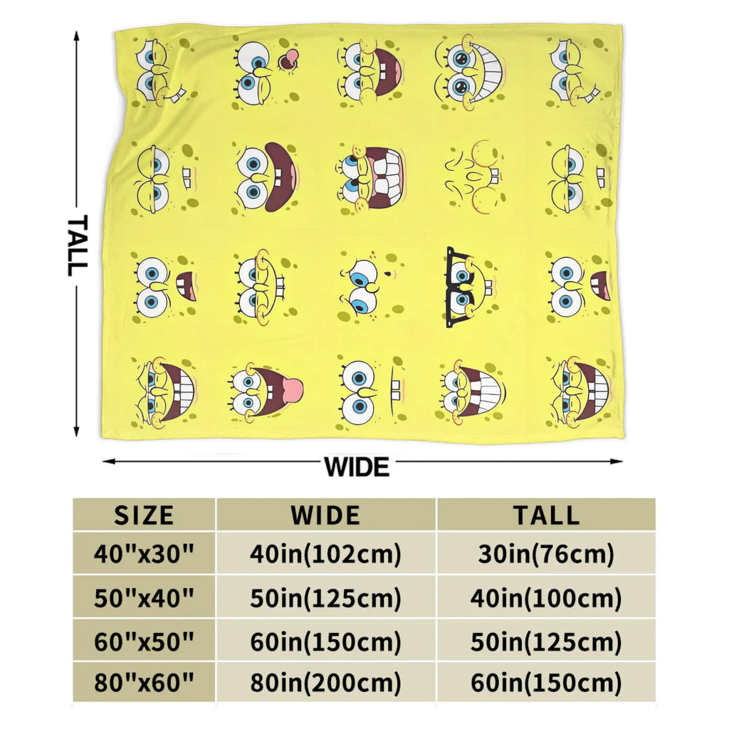 SpongeBob Flannel Throw Blanket – Soft Breathable Character Blanket for Bed, Lounge & Summer