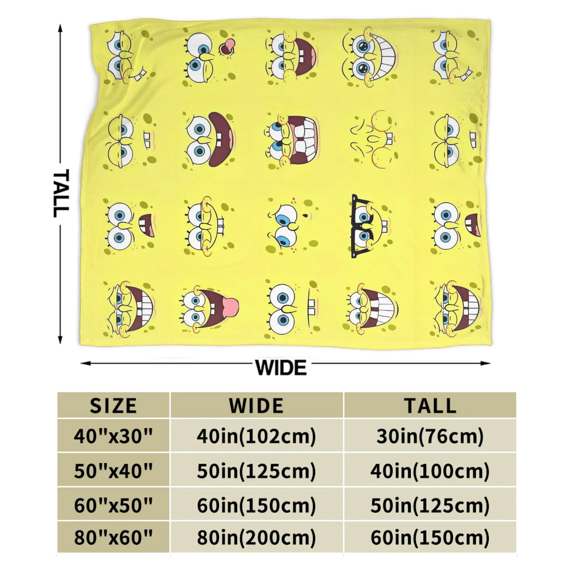 SpongeBob Flannel Throw Blanket – Soft Breathable Character Blanket for Bed, Lounge & Summer