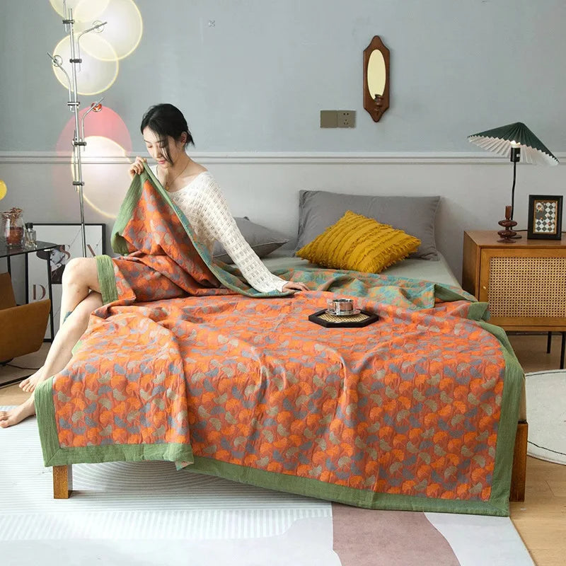 Ethnic Cotton Gauze Bedspread – Decorative King Size Bed Cover Blanket & Quilt, 220x240cm