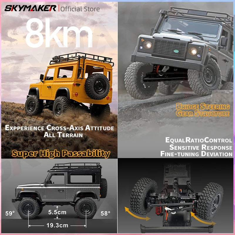 MN99S 1:12 Scale 4WD RC Rock Crawler Truck – Remote Control Off-Road Defender Car