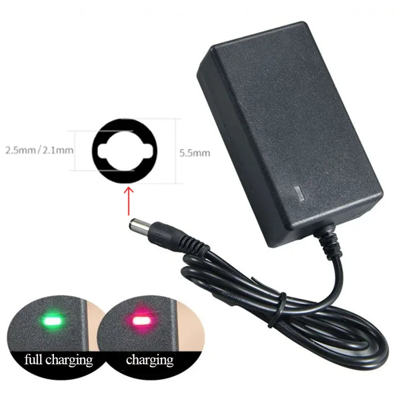 18650 Lithium Battery Charger – 12.6V 2A & 21V 1A for Screwdriver & Wrench Battery Packs (DC 5.5mm)