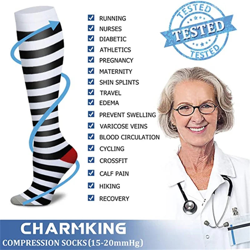 Knee High Compression Stockings 20-30mmHg – 6 Pairs Sports, Medical, Varicose Veins, Pregnancy, Edema & Diabetes