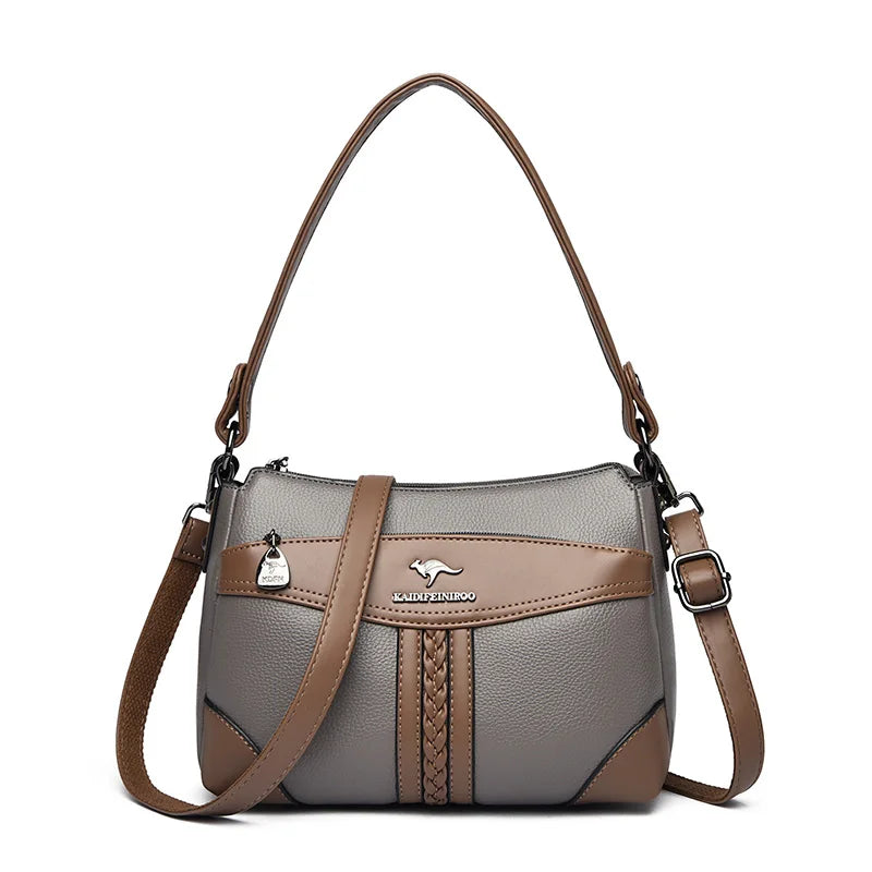 Luxury Genuine Leather Flap Shoulder Bag – Sequin Crossbody Handbag for Women