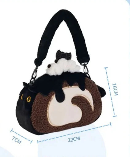 Lolita Plush Crossbody Bag – Sweet Girl Patchwork Tote for Women & Teens