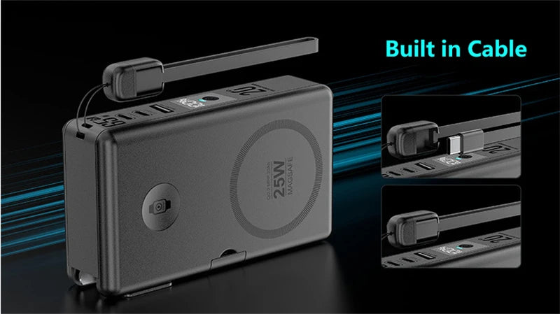 65W GaN 6-in-1 Power Bank with Qi2.2 25W Magnetic Wireless Charging for iPhone, Apple Watch & Laptop
