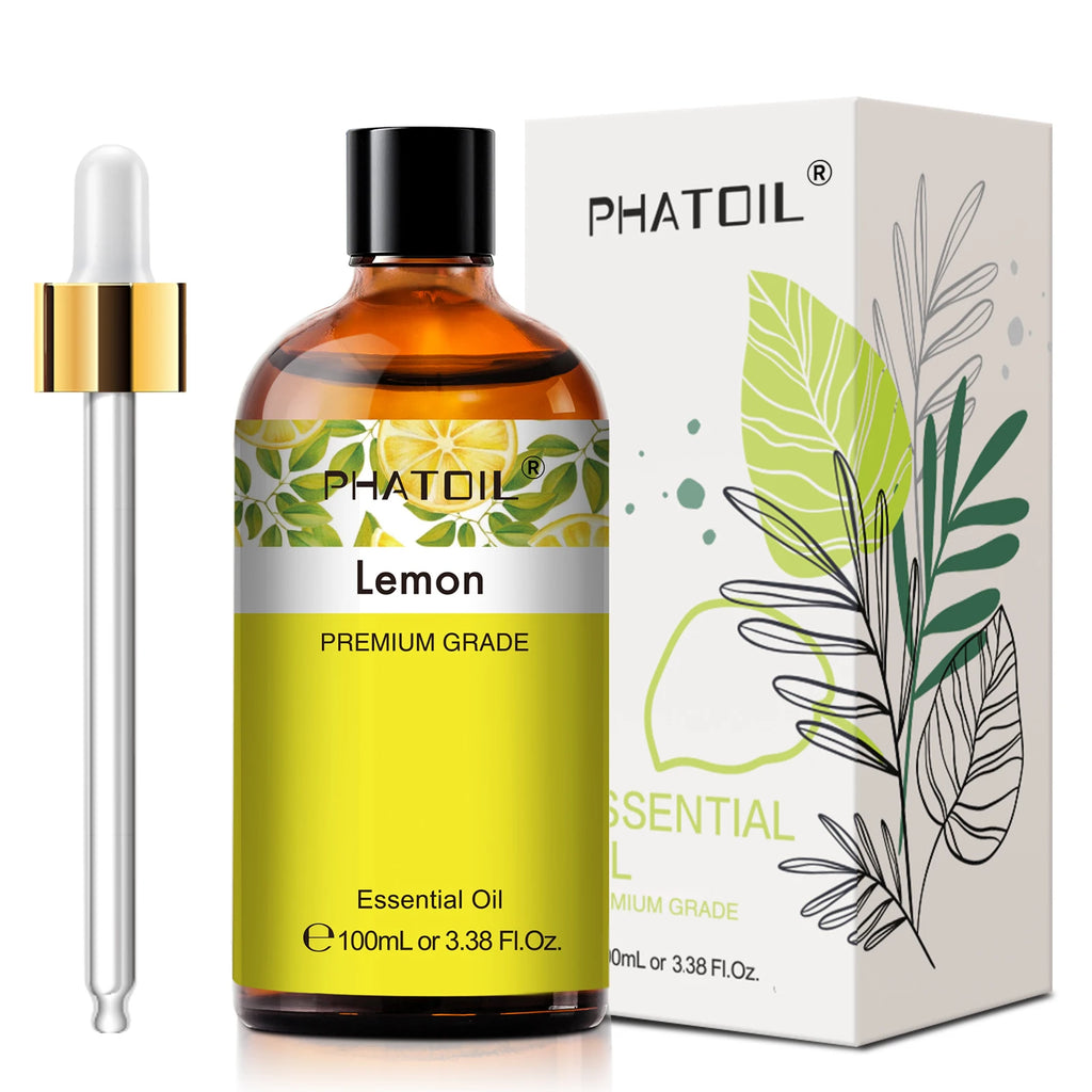 PHATOIL Essential Oils 100ml — Eucalyptus, Lavender, Vanilla, Jasmine, Lemon & Bergamot for Aromatherapy & Candle Making