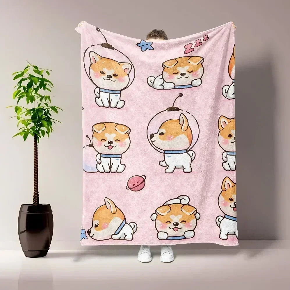 Heart Print Flannel Throw Blanket – Super Soft Plush Love Print for Bed, Sofa & Travel