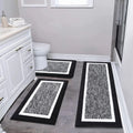 Washable Microfiber Bathroom Rug Set – 3-Piece Non-Slip Absorbent Bath Mats with U-Shaped Toilet Mat, 8 Colors