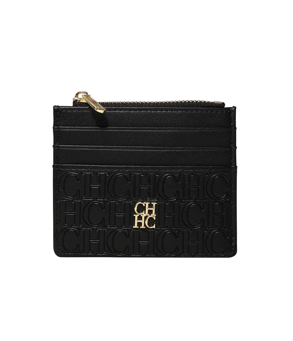 CH Letter Accent PU Leather Card Case Wallet – Elegant Compact Designer Wallet for Women