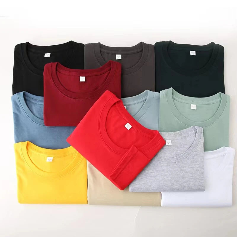 Men's Solid Color Round Neck Cotton Long Sleeve Tee — Everyday Essential