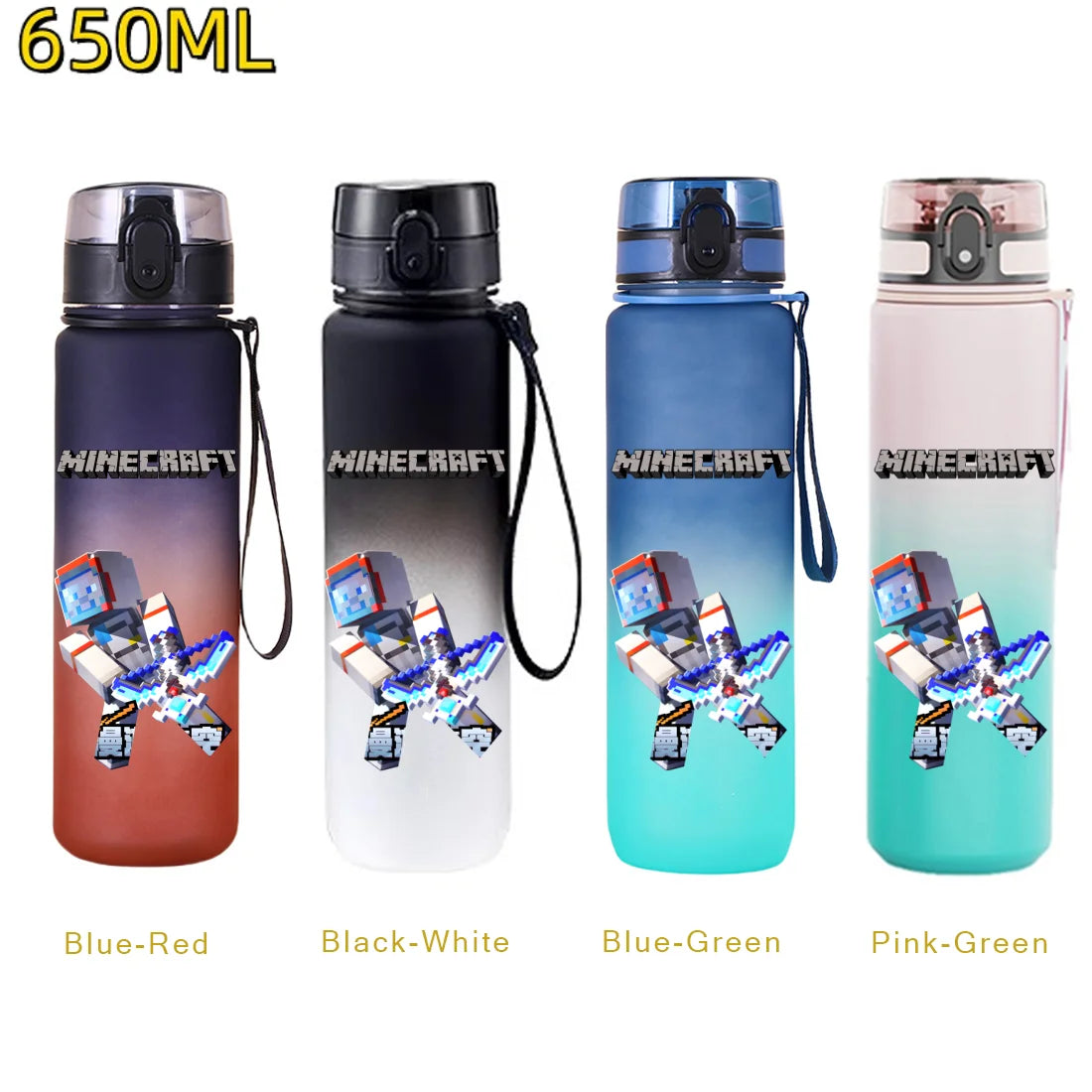 650ml Gradient Color PC Sports Water Bottle with Handle – Leakproof Shaker Bottle for Fitness, Travel & Office