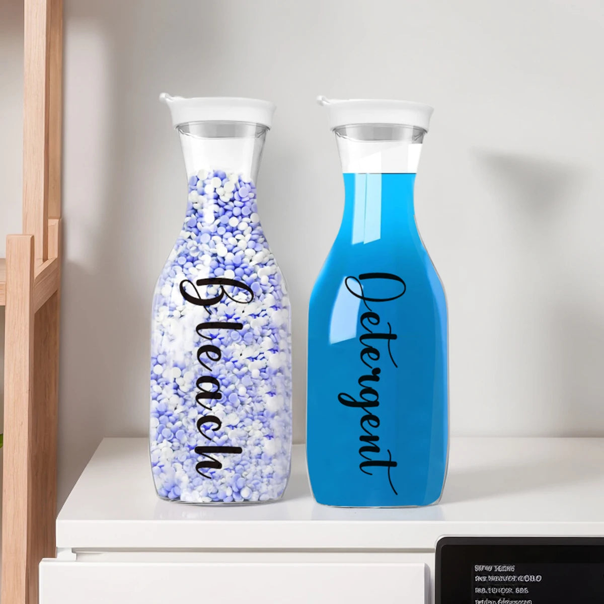 Organize Your Laundry Room in Style — Refillable Detergent & Softener Dispenser Set | 2pcs, 1000ml Each, Clear Plastic, Labels Included