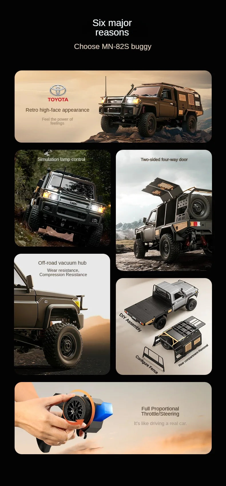MN82 / MN82S / LC79 1:12 Scale 4WD RC Pickup Truck – Remote Control Off-Road Crawler for Kids