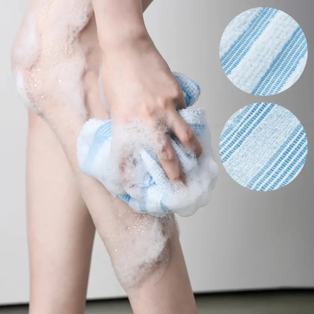 Japanese Exfoliating Bath Washcloth – Nylon Rubbing Towel Back Scrubber for Smooth Skin