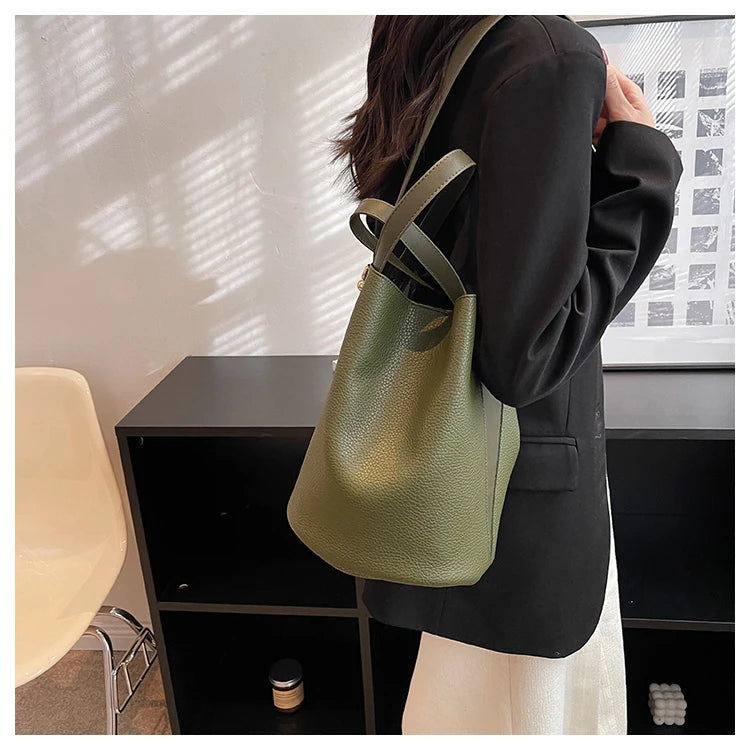 Luxury PU Bucket Bag – Trending Crossbody Shoulder Tote for Women 2026