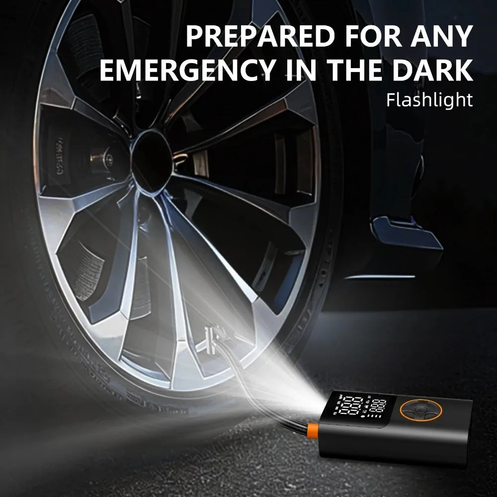 Cordless Tire Inflator with Gauge and LED Light, 150 PSI