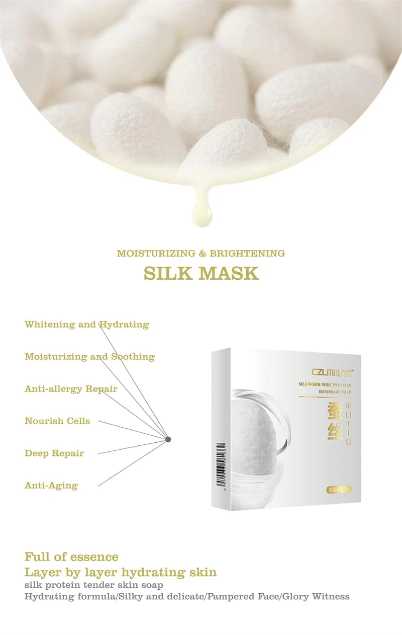 Okeny's Silk Protein Whitening Soap Bar – Underarm & Knee Bleaching, Dark Spot & Chicken Skin Removal, 50g